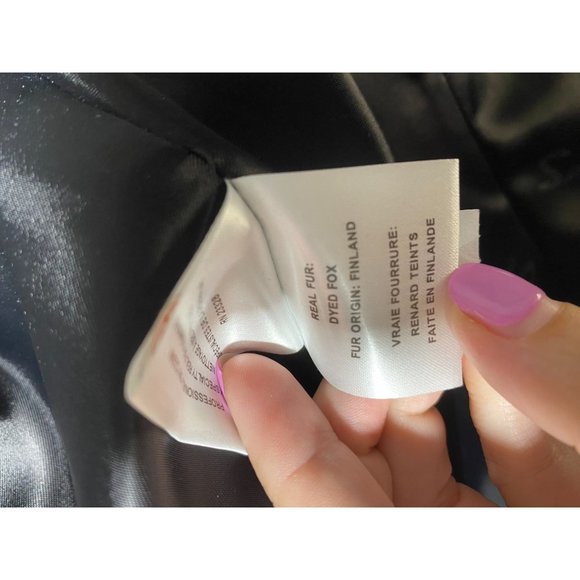 Sachi-Hooded-Wool-Blend-Coat-With-Genuine-Fox-Fur-Trim-Black-M - Picture 5 of 5